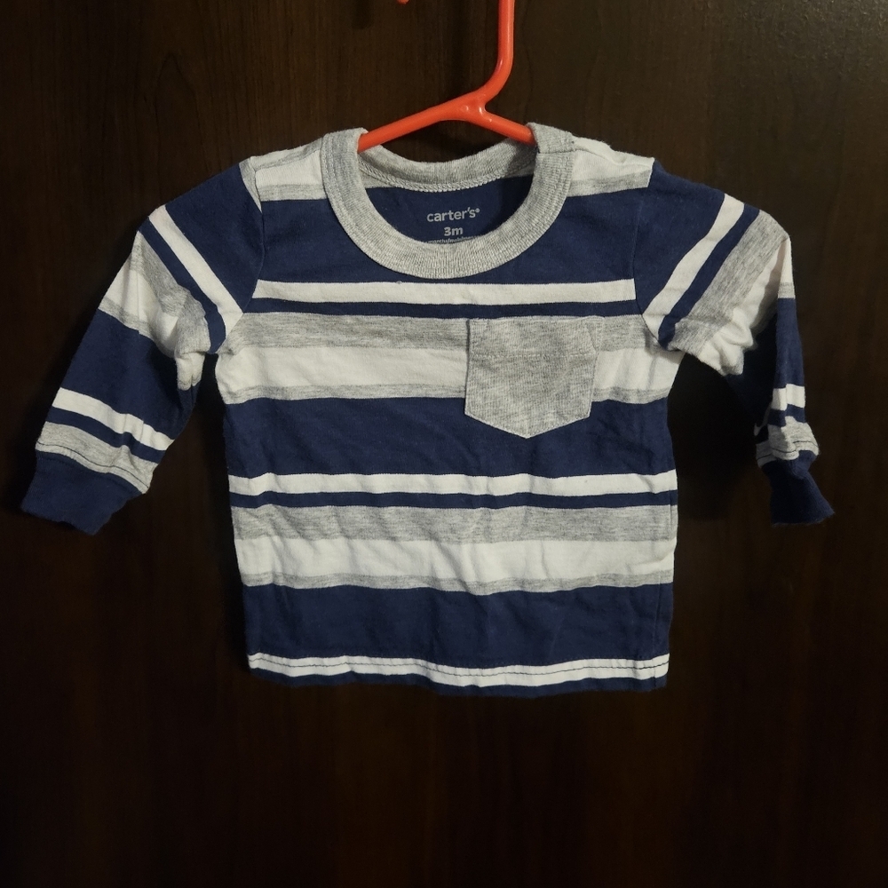 Carter's Navy and White Striped Long Sleeve Tee
